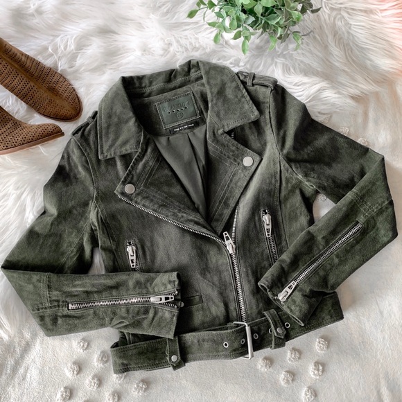 Blank NYC Jackets & Blazers - Blank NYC Olive Suede Moto Jacket